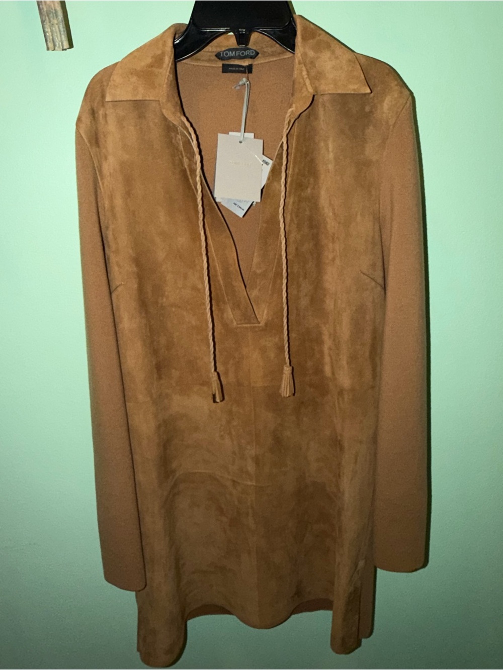 NWT $5590 Tom Ford L/S Suede & Wool Polo Minidress Mini Dress - Sz 8 US / 42 IT